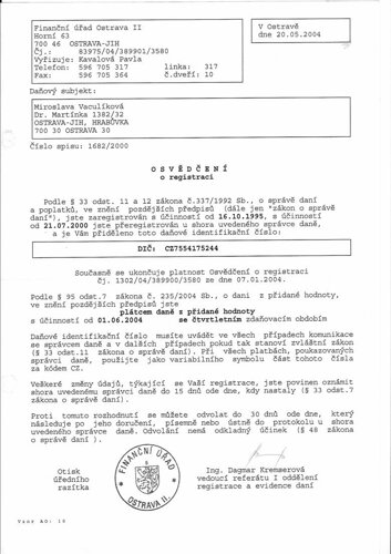 Osvědčení o registraci DIČ